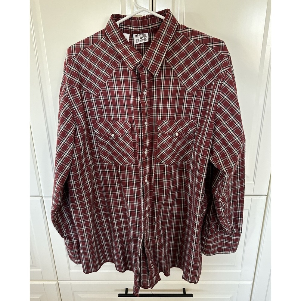 Frontier Western  Pearl Snap Plaid Long Sleeve  Button Up Shirt Sz 2XL